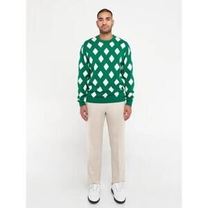 NEW Bogey Boys Sz XLARGE Green White Diamond Knit Crewneck Golf Pullover Sweater
